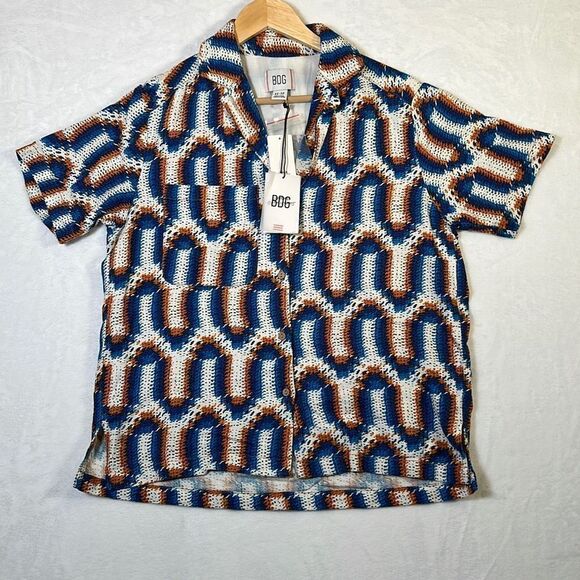 BDG Tops - BDG‎ Dylan Linen Souvenir Button-Down Shirt-NWT-XS